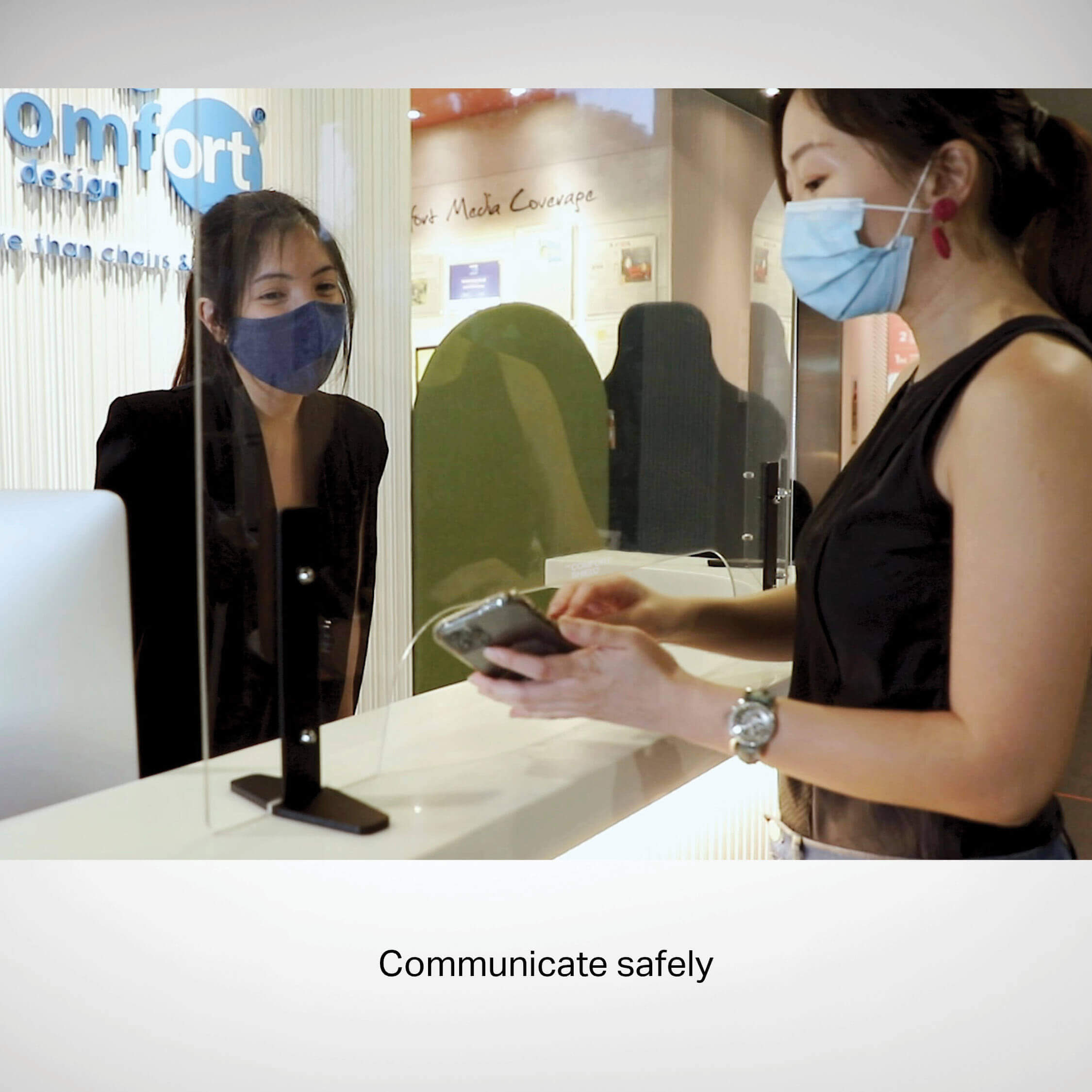 Maintain Safe Distance at the Office Reception with Acrylic Shield - Comfort Furniture