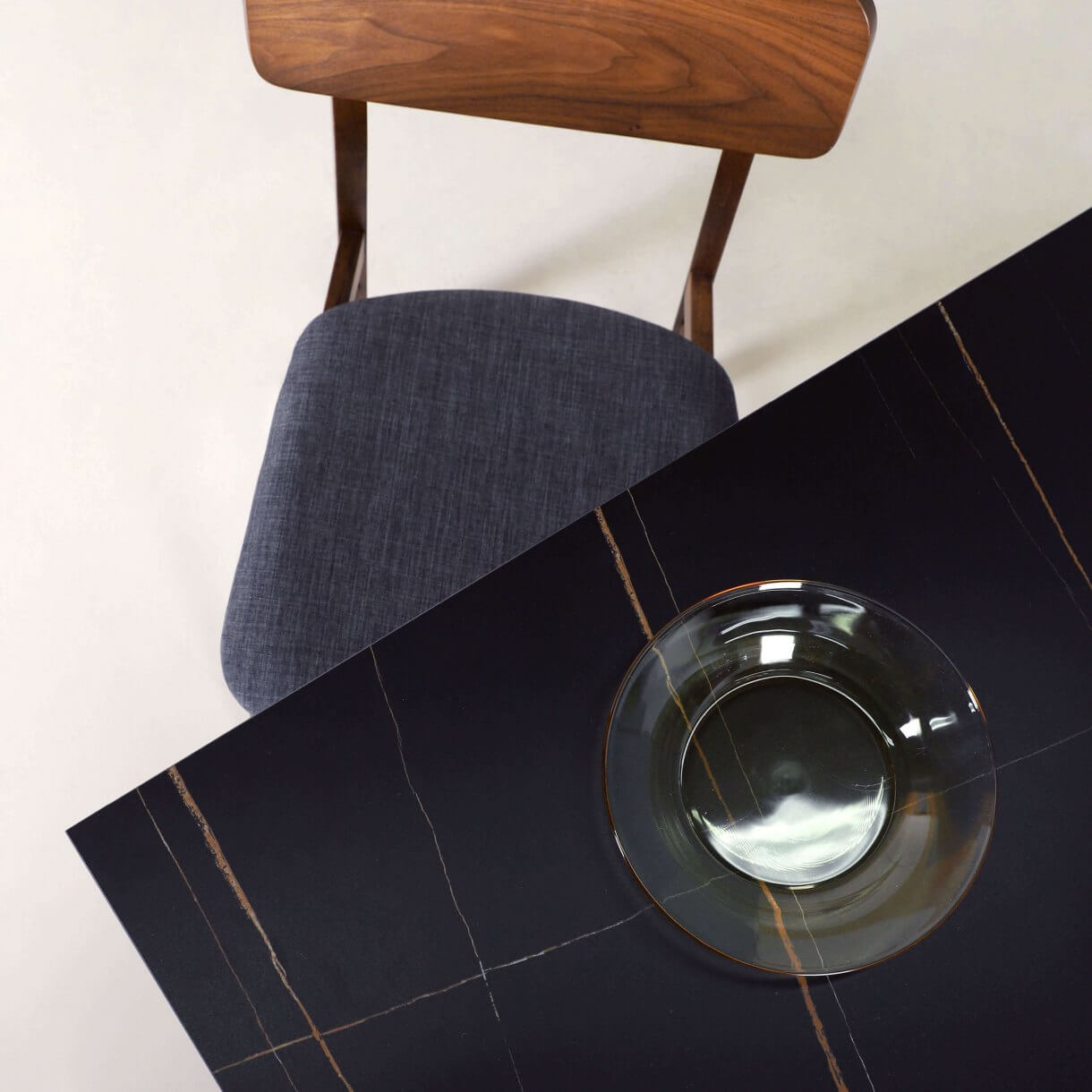Close Up Top View of Lauren Black Sintered Top Dining Table - Comfort Furniture