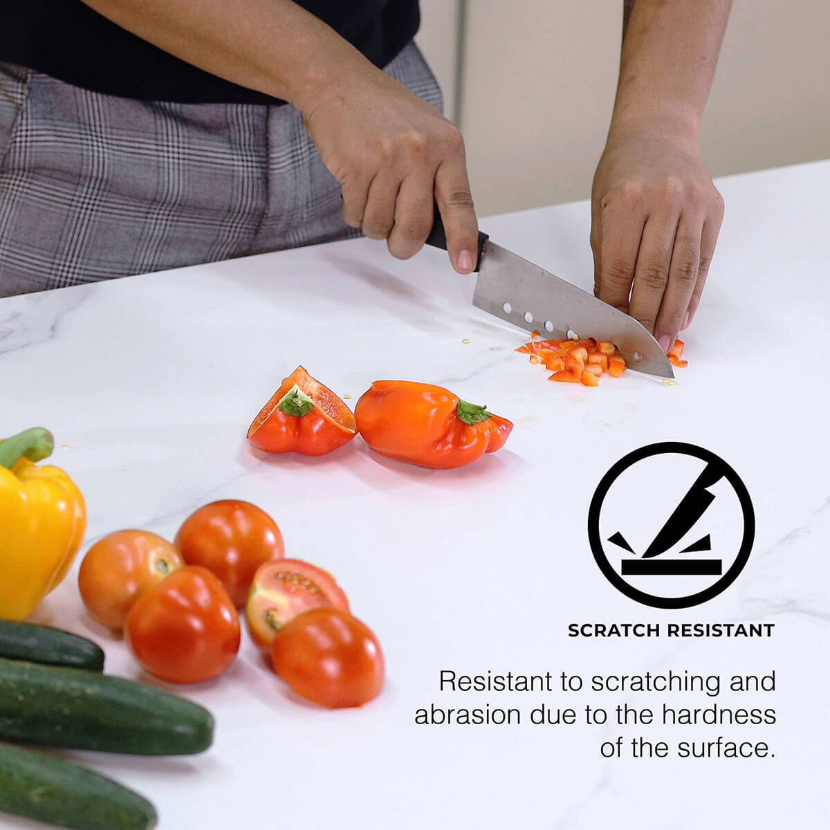 Scratch Resistant Sintered Table Top Suitable as Cutting Board to Slice Fruits and Vegetables - Comfort Furniture