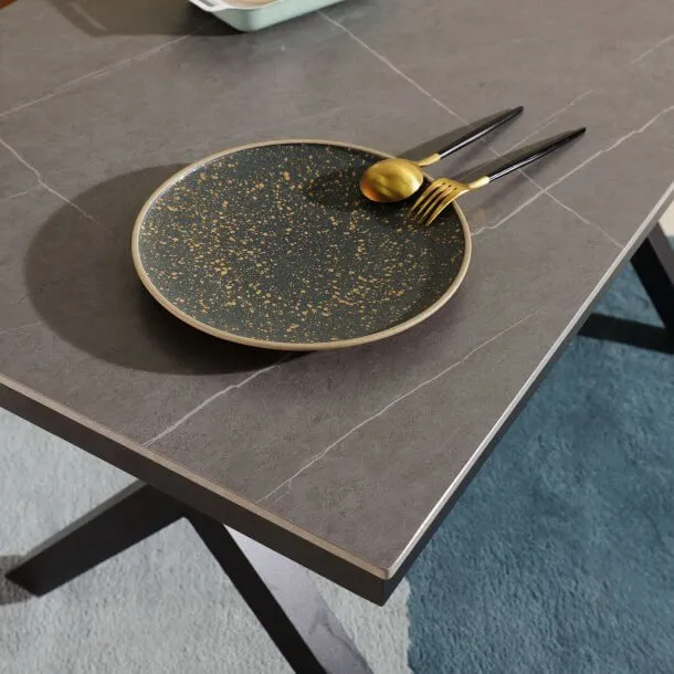 High Durable Aluminium Base Sintered Fossil Dining Table - Comfort Furniture