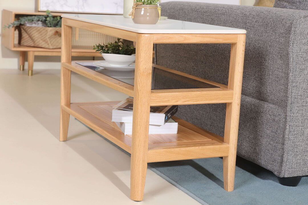 Minimalist Design Brooks Solid Oak Wood Coffee Table - Comfort Furniture