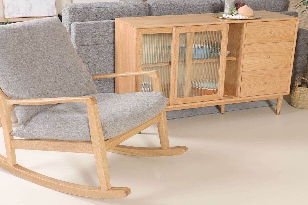 Quakly Rocking Oak Wood Chair With Karl Side Board - Comfort Furniture