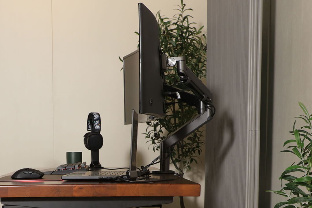 Dual Whipp Monitor Arm For Clutter Free Workspace - Comfort Furniture