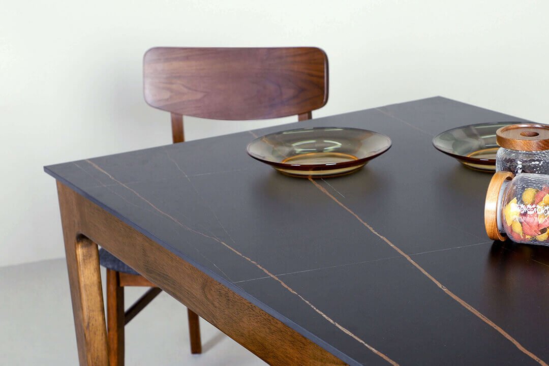 Sintered Lauren Black With Shiro Light Walnut Dining Table Furniture Idea - Comfort Furniture