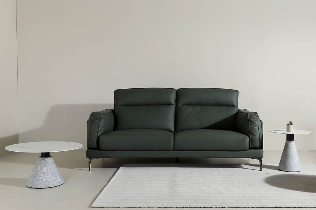 Uno Coffee Table With 2 Seater Leather Sofa Setup - Comfort Furniture