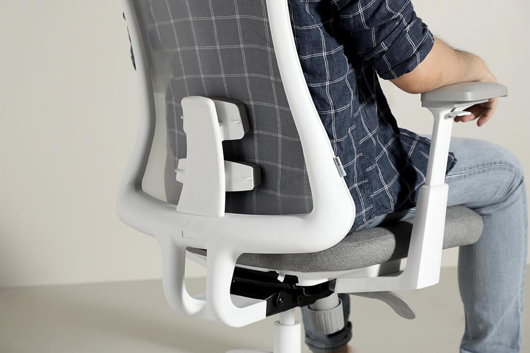 White Stellar Ergonomic Office Chair With Lumbar Support - Comfort Furniture