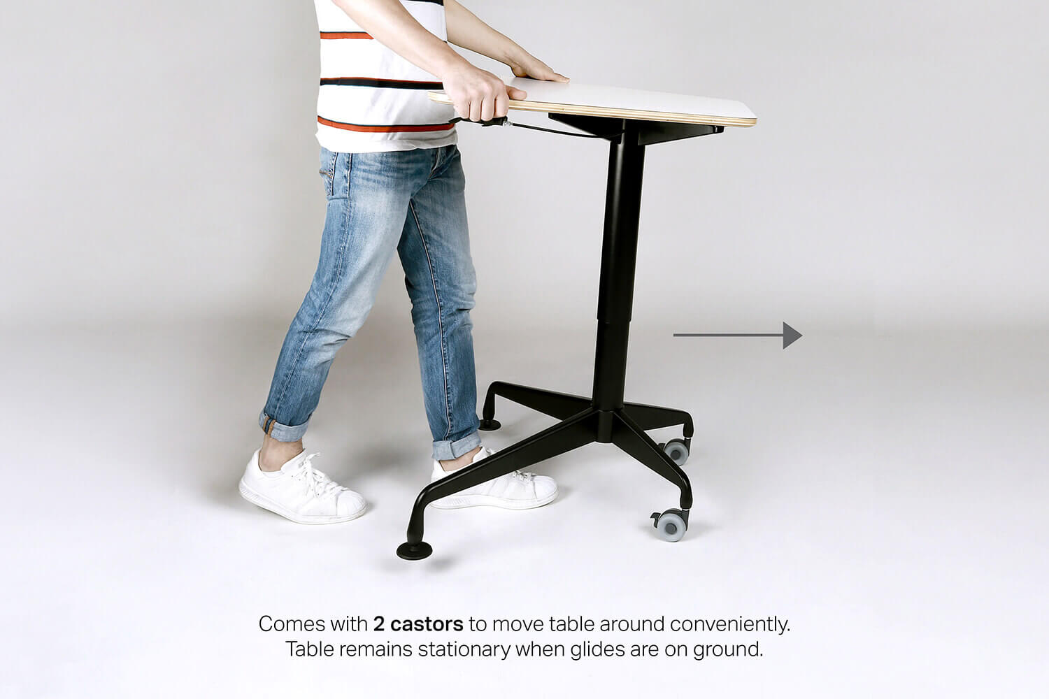 A person pushing the togoshi table - Comfort Furniture