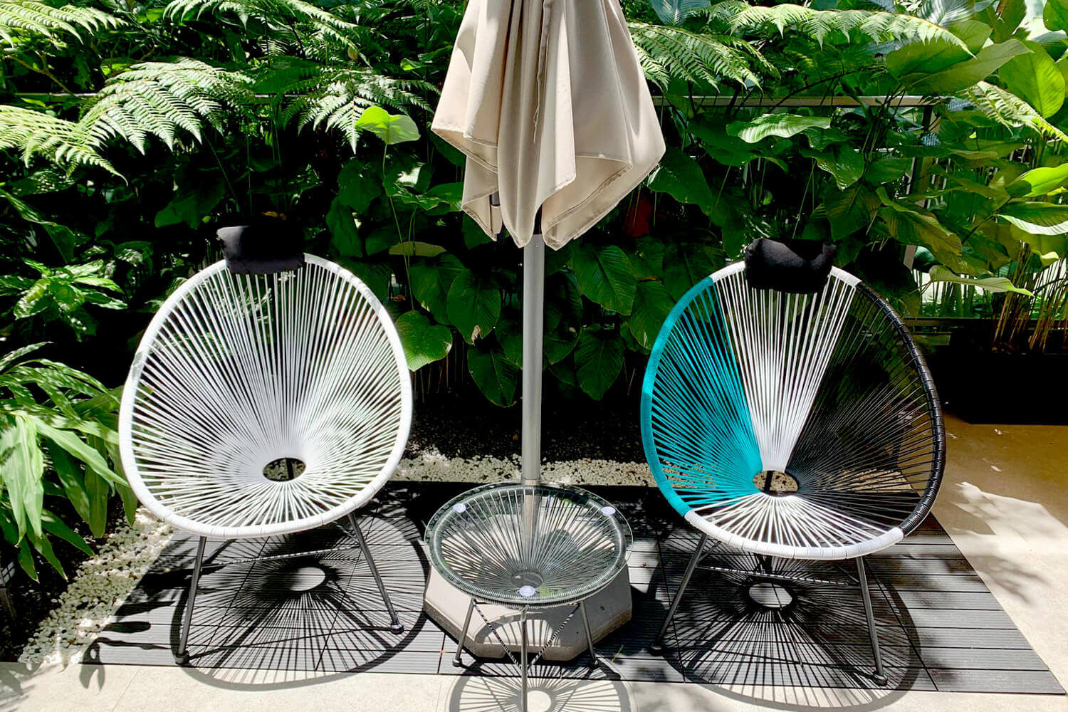 Breathe Chairs and Canopy Umbrella - Comfort Furniture