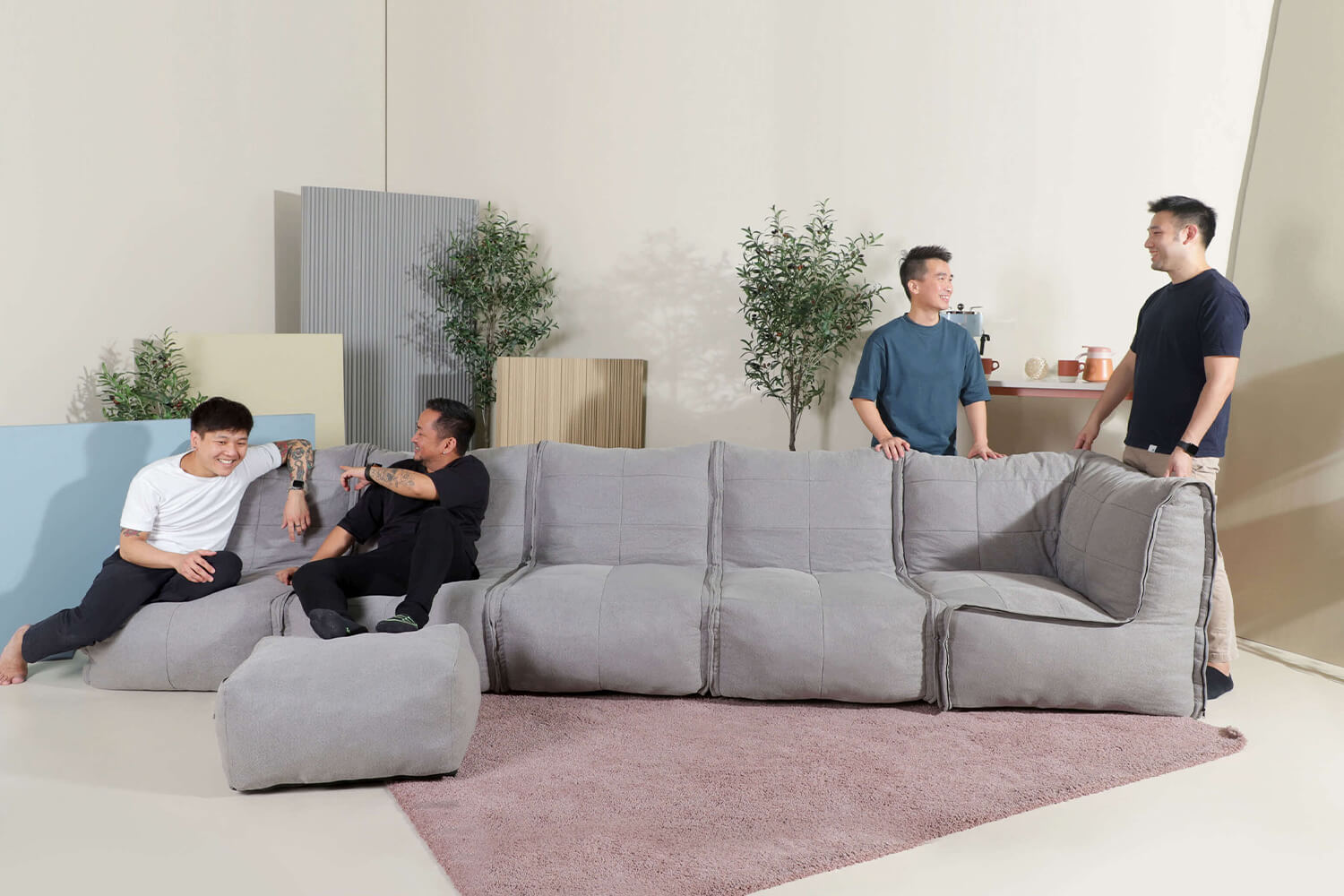 Bulge 5 seater modular sofa Bulge Ottoman 1220x1220 - Comfort Furniture