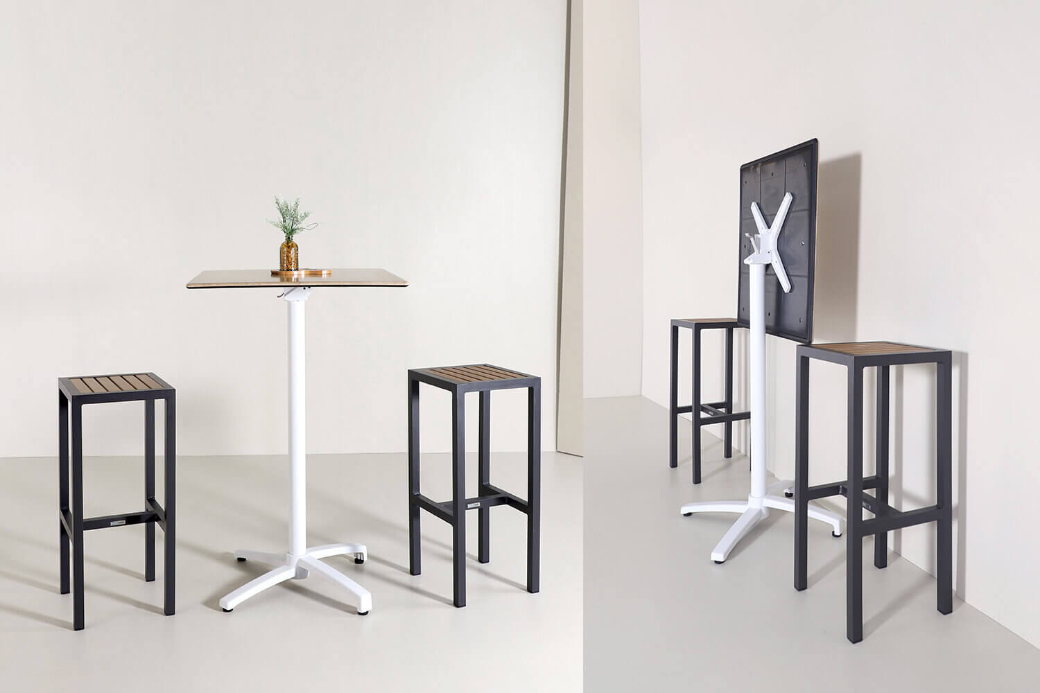 Voss Grit Foldable Bar Table + Fossil Bar Stool - Comfort Furniture
