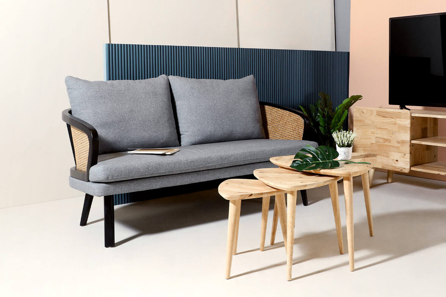 Rafael Rattan Sofa Raw Wood Furniture - Comfort Furniture