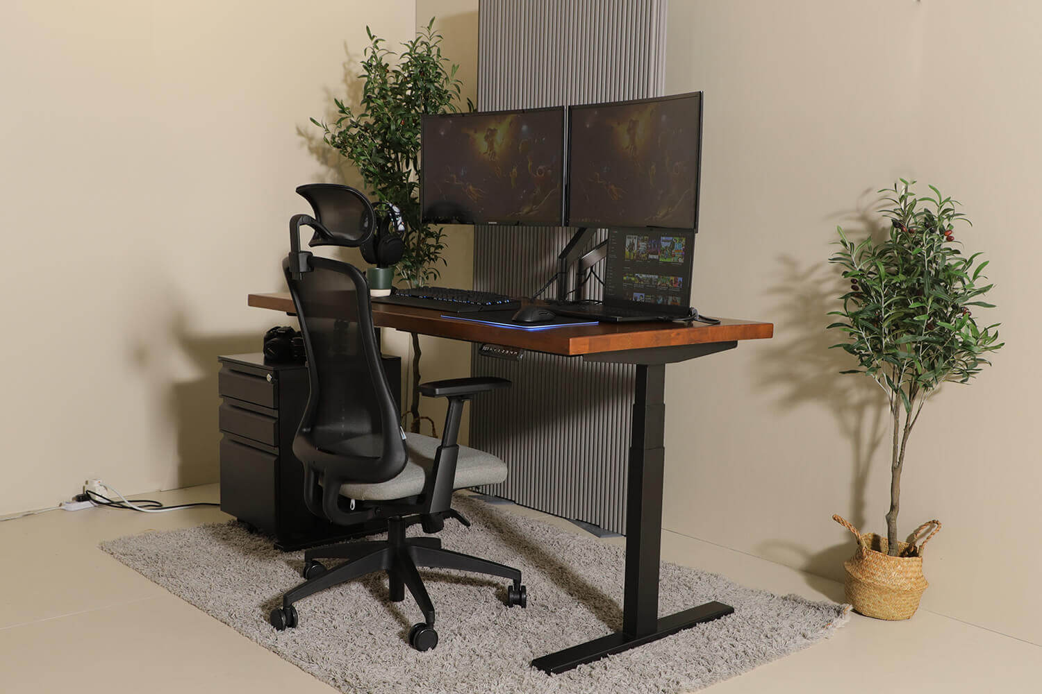 Tito x Butcher Table with Black Gaming Setup - Comfort Furniture