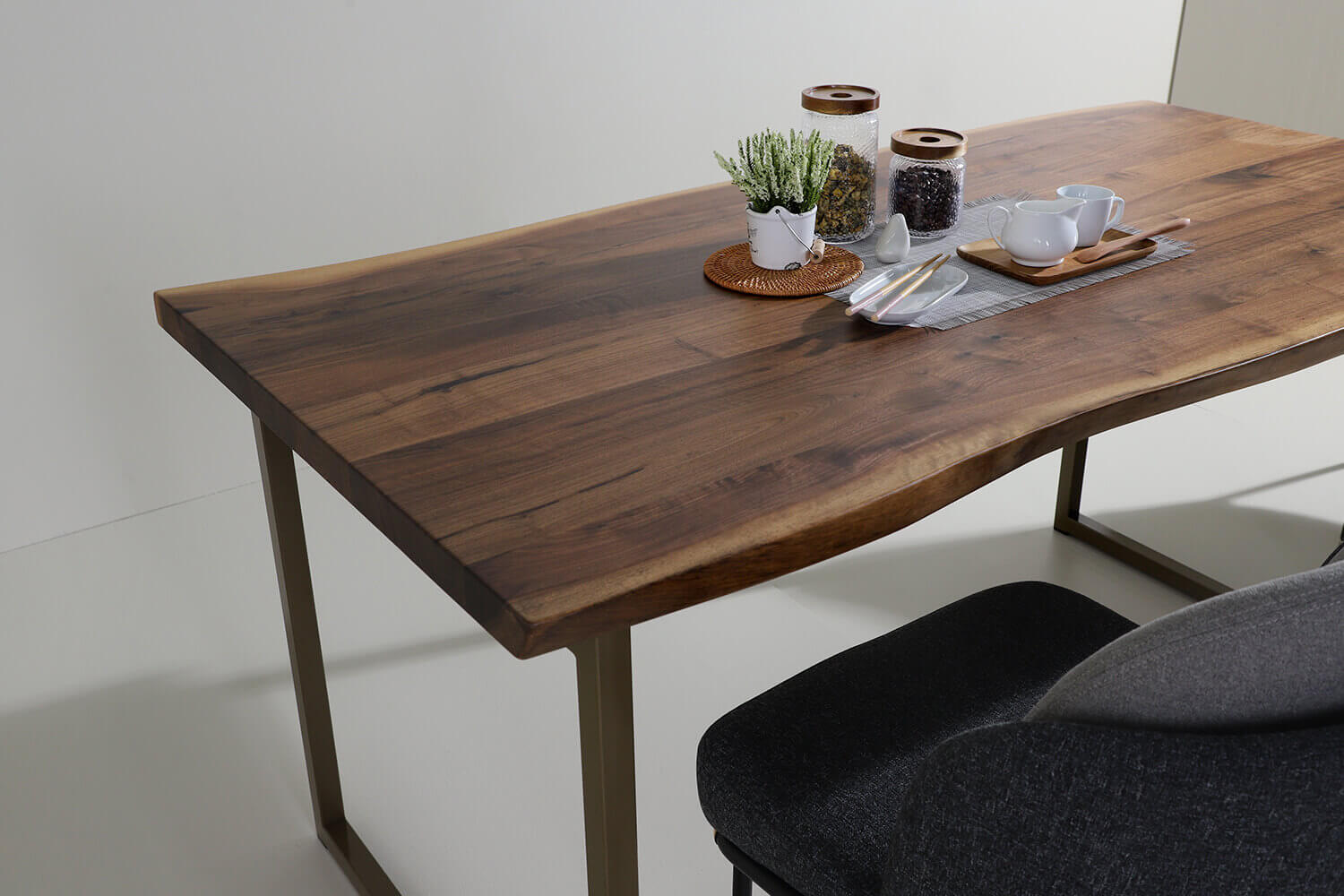 Walnut x Ricky Dining Table Connor Arm Chair - Comfort Furniture