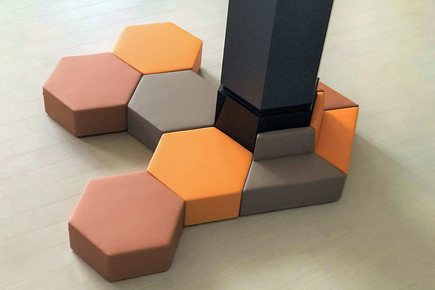 Modular Faux Leather Hexagon Stool Rio Trapezium Sofa - Comfort Furniture