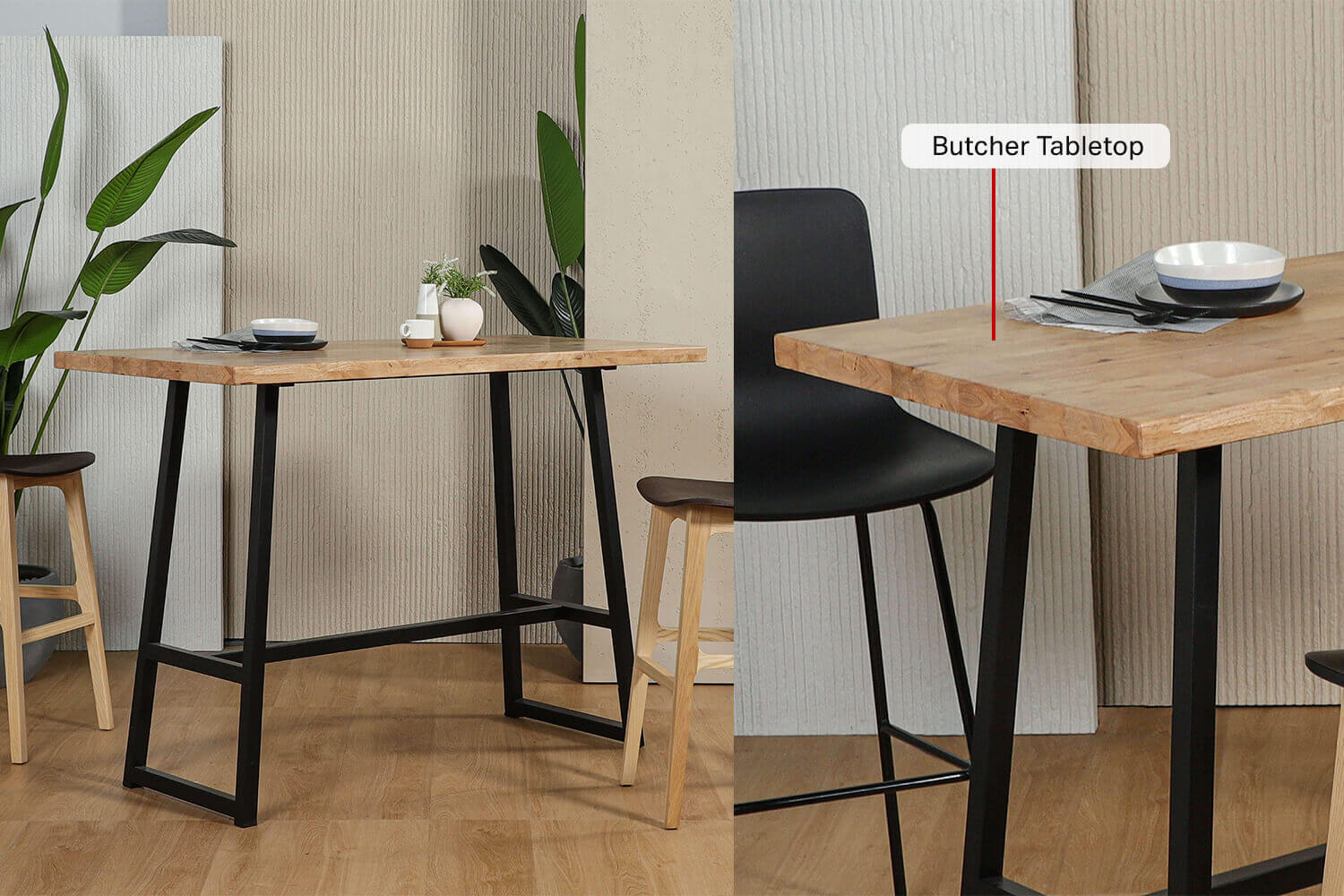 Butcher Anderson Bar Table Wooden Tabletop - Comfort Furniture