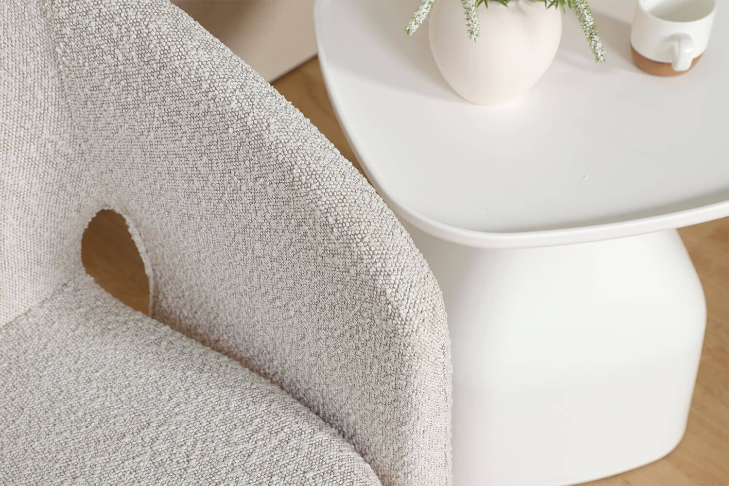 Cassano Lounger Closeup Boucle Fabric - Comfort Furniture