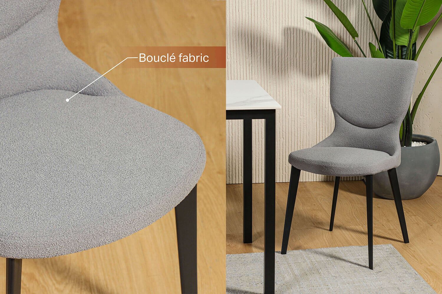 Dominic Dining Chair Boucle Fabric - Comfort Furniture