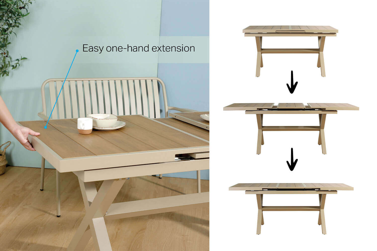Erin Outdoor Dining Table Extendable and Expandable 1 - Comfort Furniture