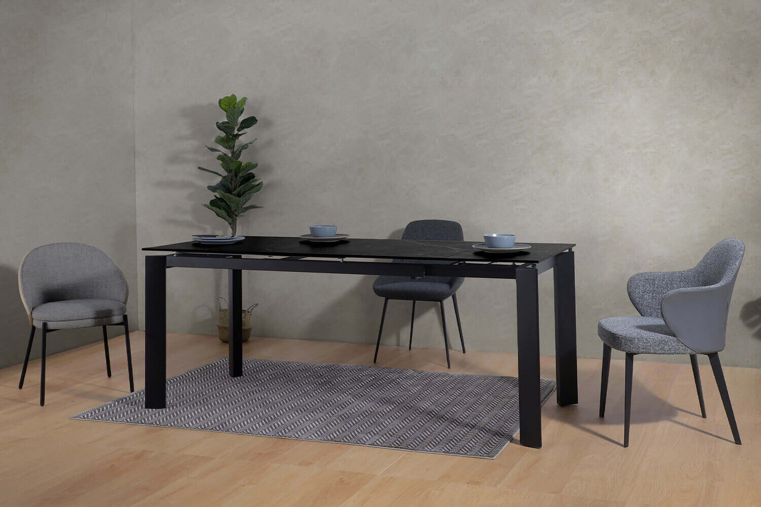 Etoile Extendable Dining Table in Black 1 - Comfort Furniture