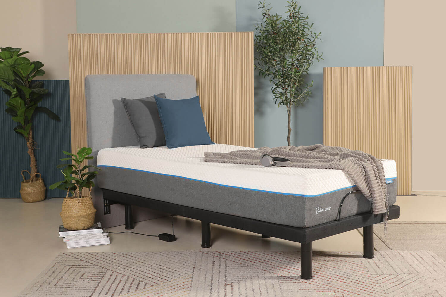 Flat Adjustable Bed Single Benita Headboard - Comfort Furniture