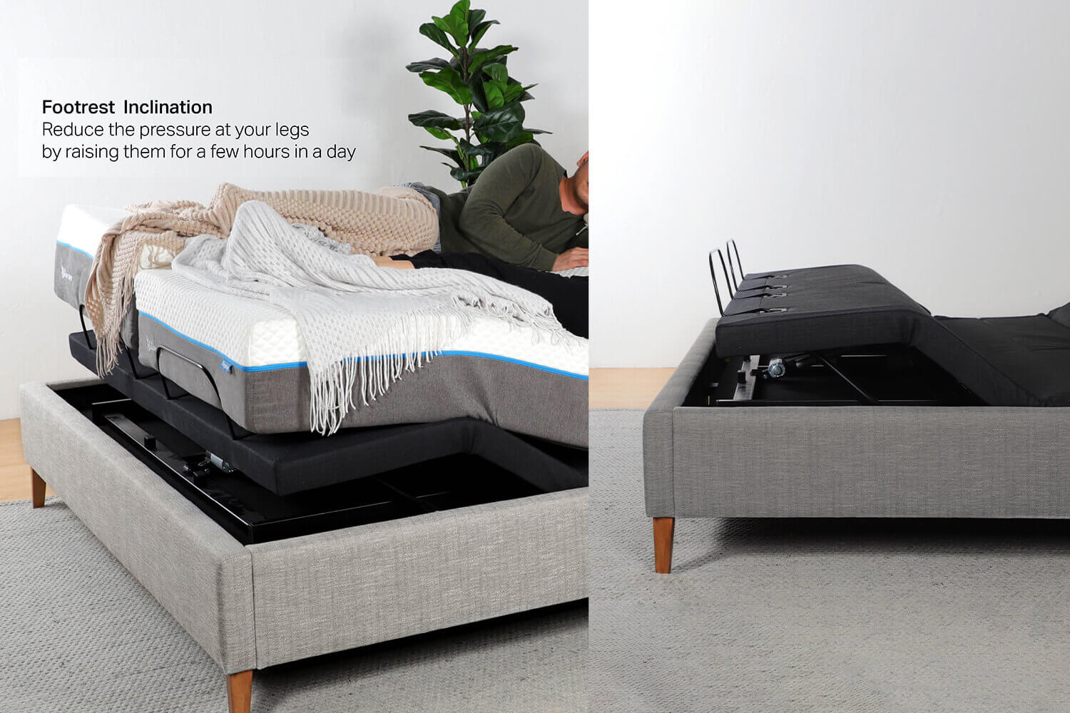 Footrest Inclination and Valentino Adjustable Bed Frame - Comfort Furniture