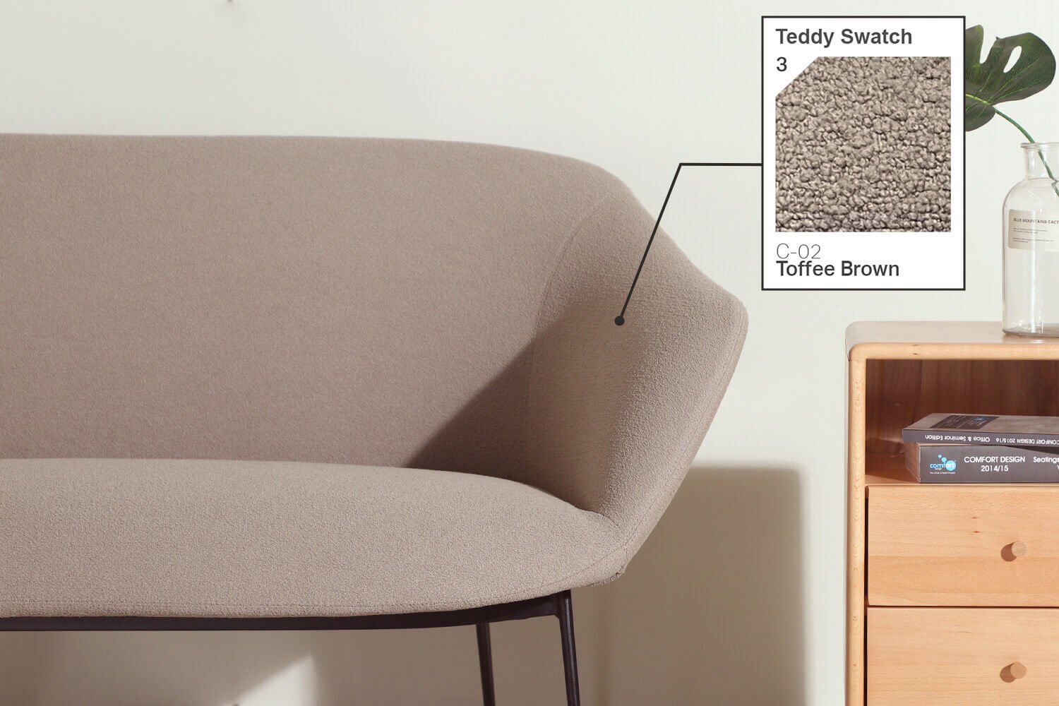 Gillian 2 Seater Sofa Toffee Brown Boucle - Comfort Furniture