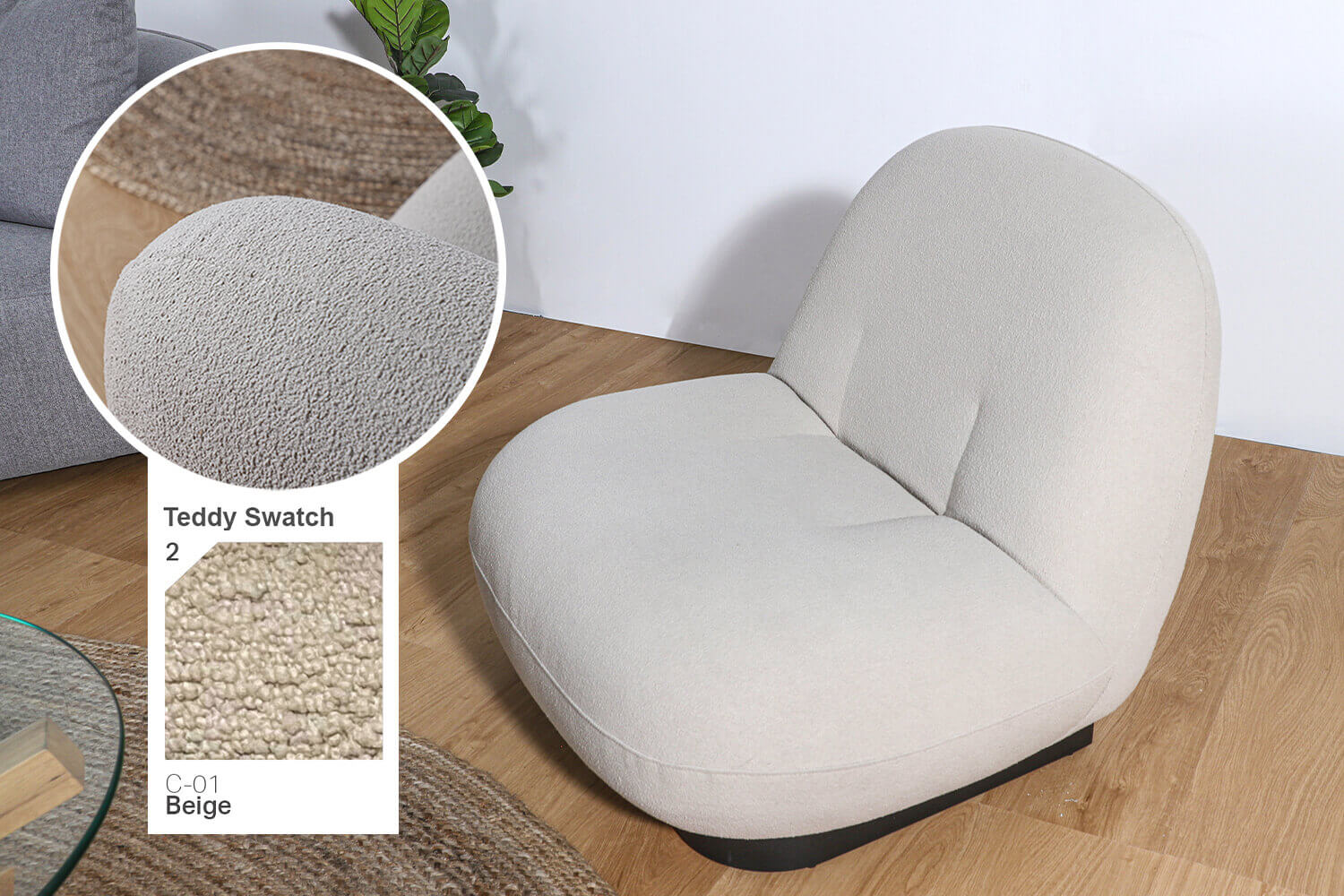 Haber Lounger Beige Boucle Fabric - Comfort Furniture