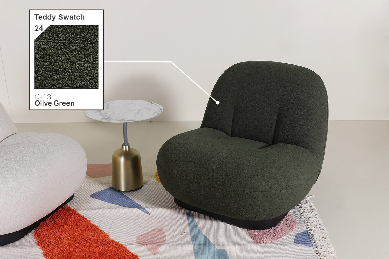 Haber Lounger Olive Green Boucle Fabric - Comfort Furniture