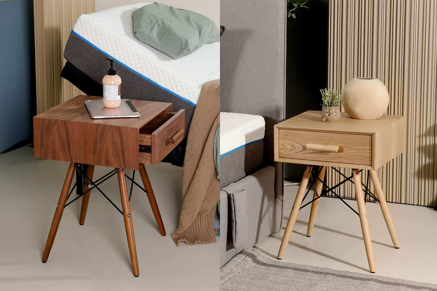 Kyushu Bedside Table Storage - Comfort Furniture