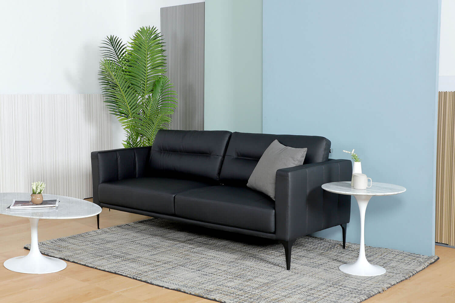 Ruffle Leather Sofa Corporate Interior Style - Comfort Furniture