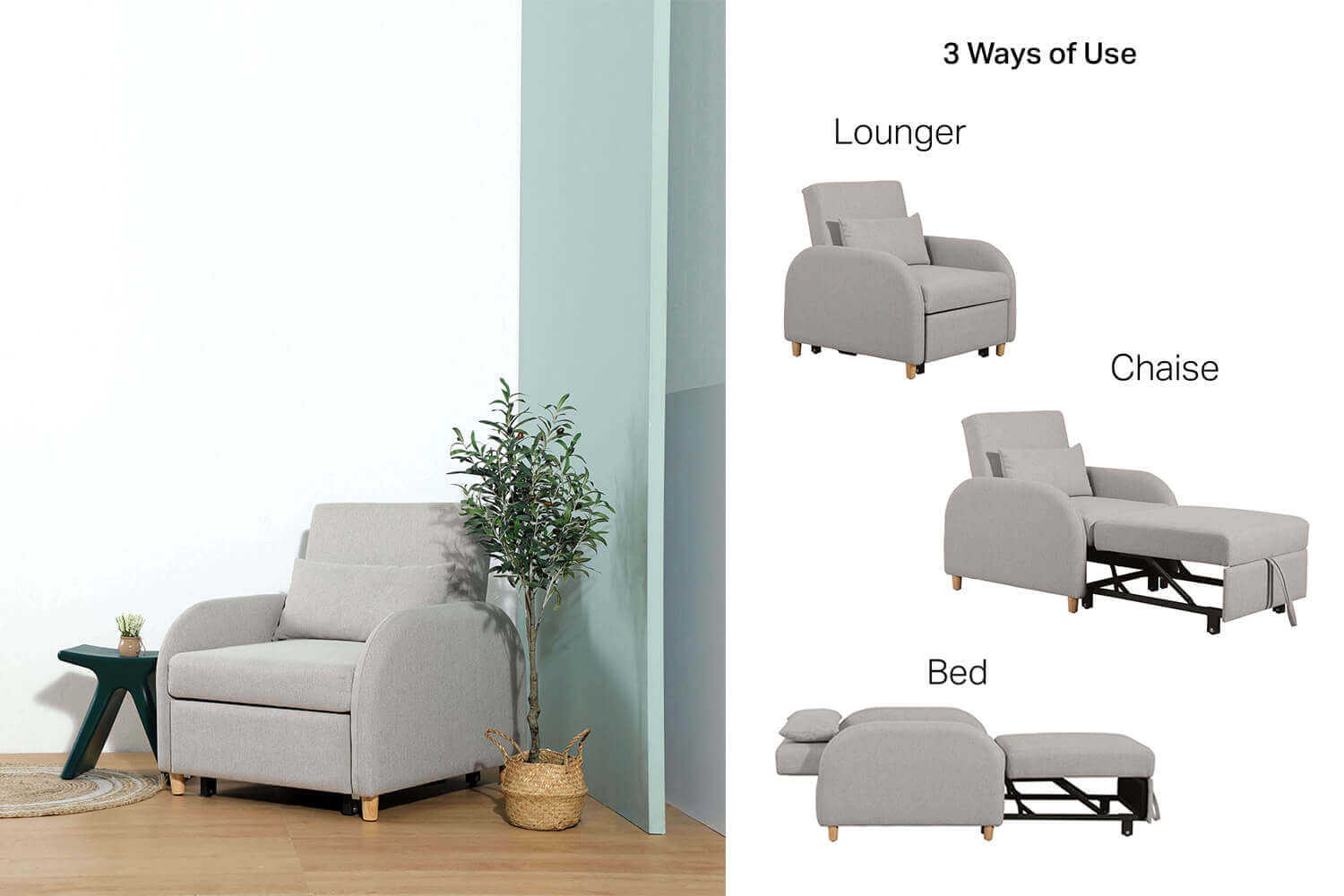 Siesta Sofabed Lounge Chaise Sofa Bed Convertible - Comfort Furniture