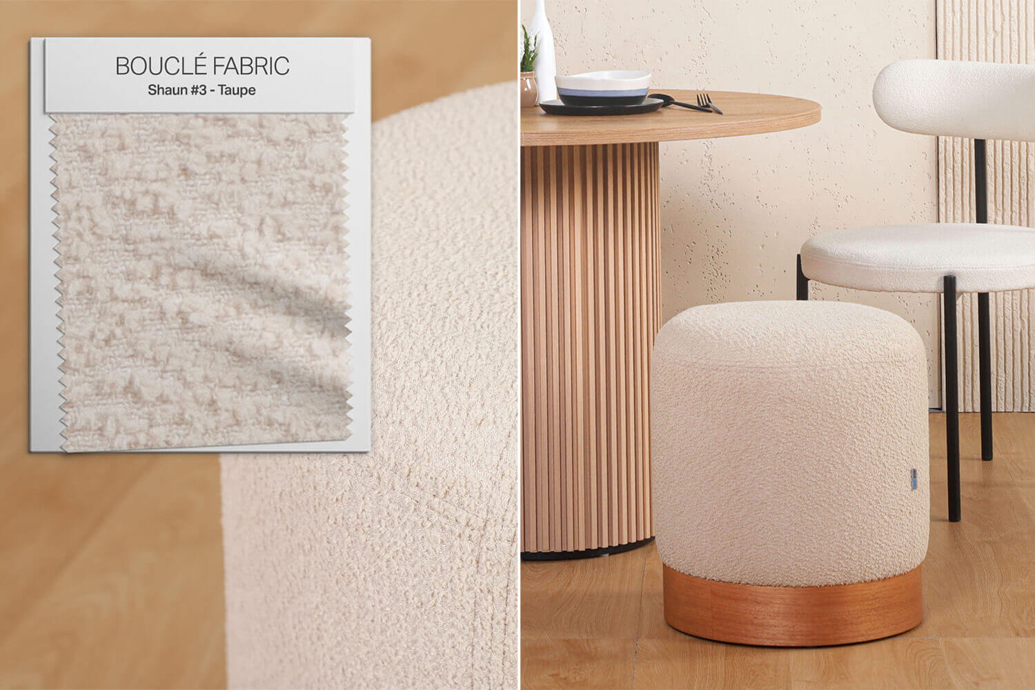 Bradley Pouf (Boucle Upholstery) - Comfort Design Furniture