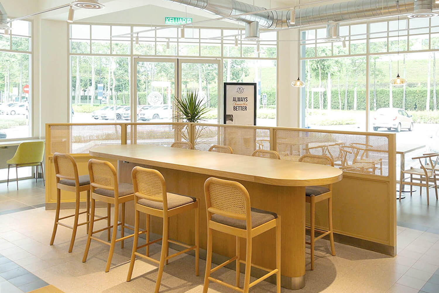 Light Wood Cafe Rattan Chair & Natural Wood Table - Comfort Design Furniture