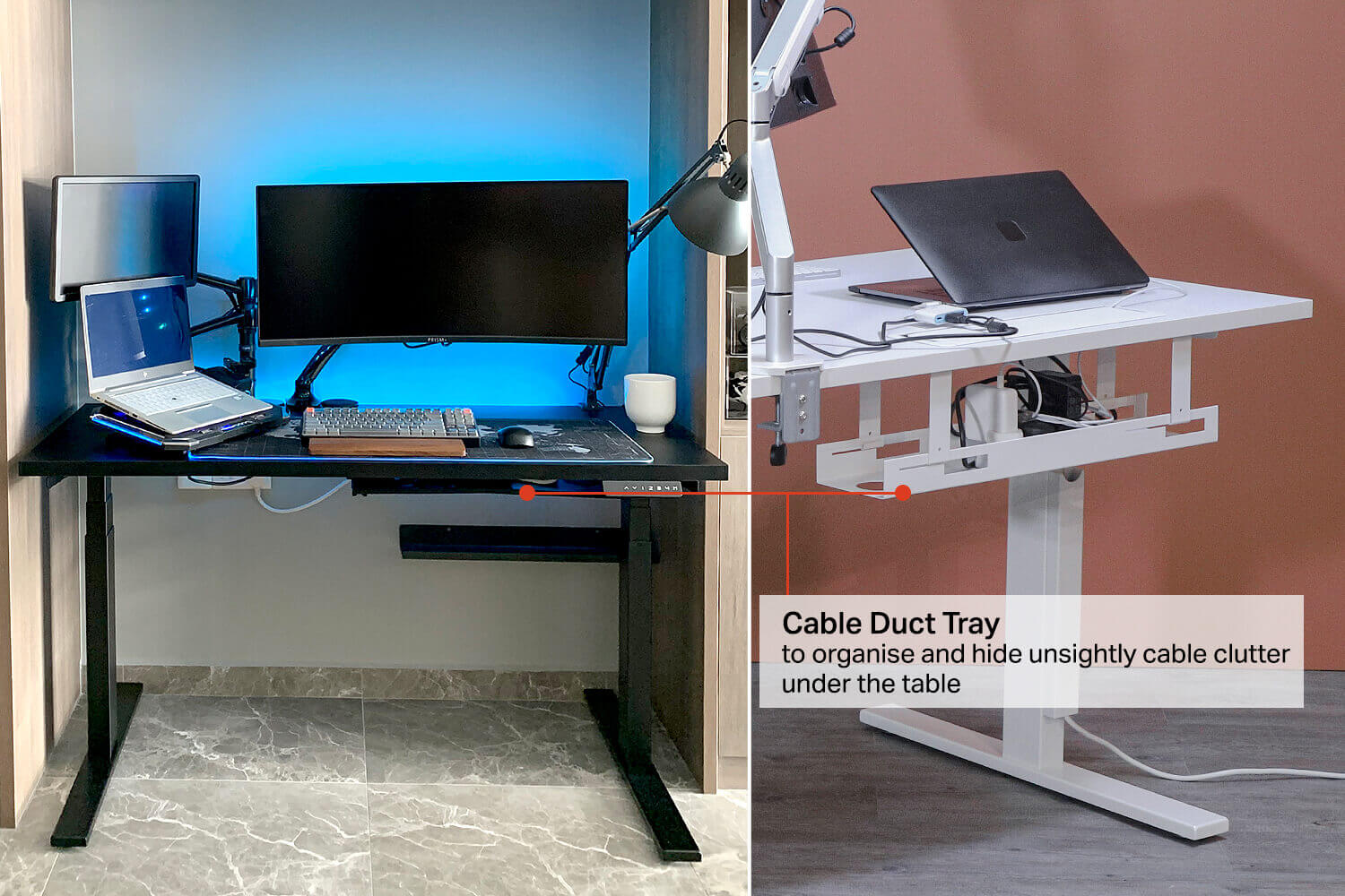 Study Room: Tito 1-Sided Study Table with Cable Management - Comfort Design Furniture