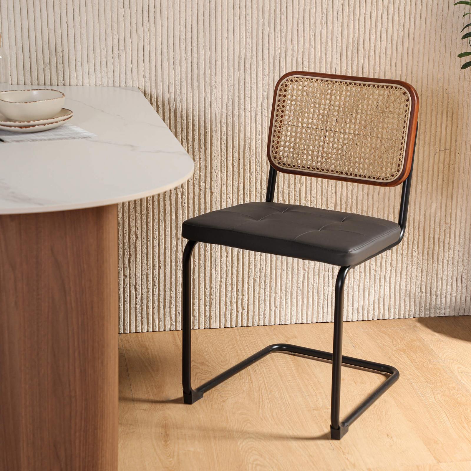 Jolly Rattan Cantilevered Dining Side Chair Comfort Design Furniture