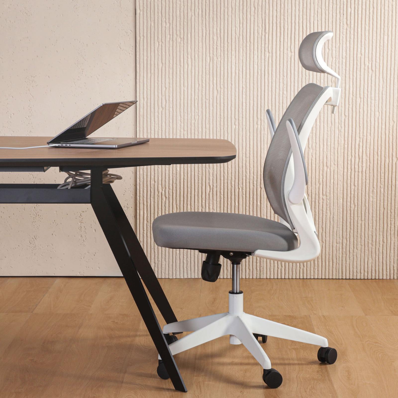 Jacqueline Highback Office Chair Foldable Arms White Frame