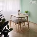 Scandinavian-Style Apartment | Product Seen: [Zandy Dining Table + Zandy Bench + Athena Side Chair – Bundle 1]