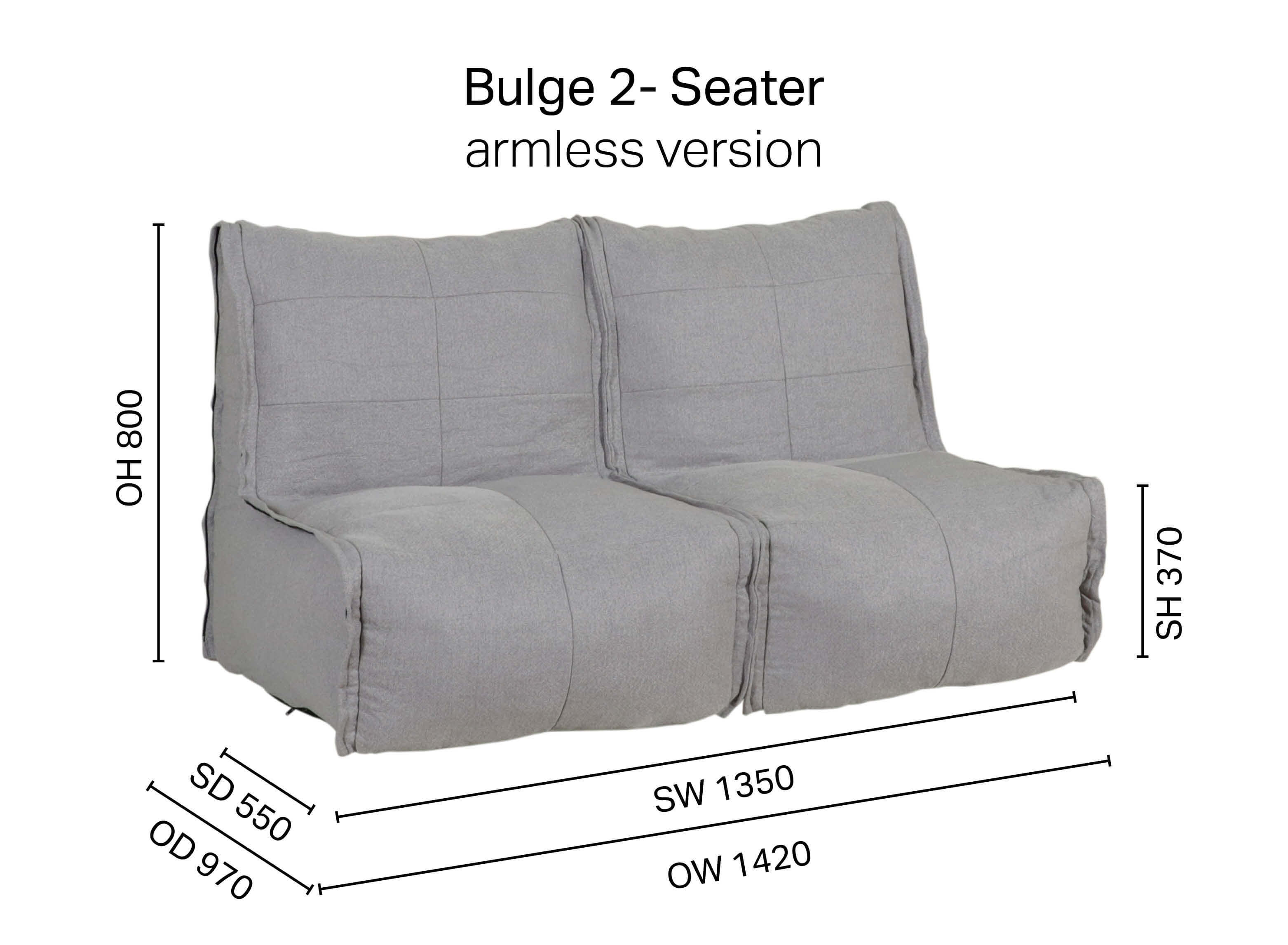 Bulge 2 Seater Modular Sofa - Armless