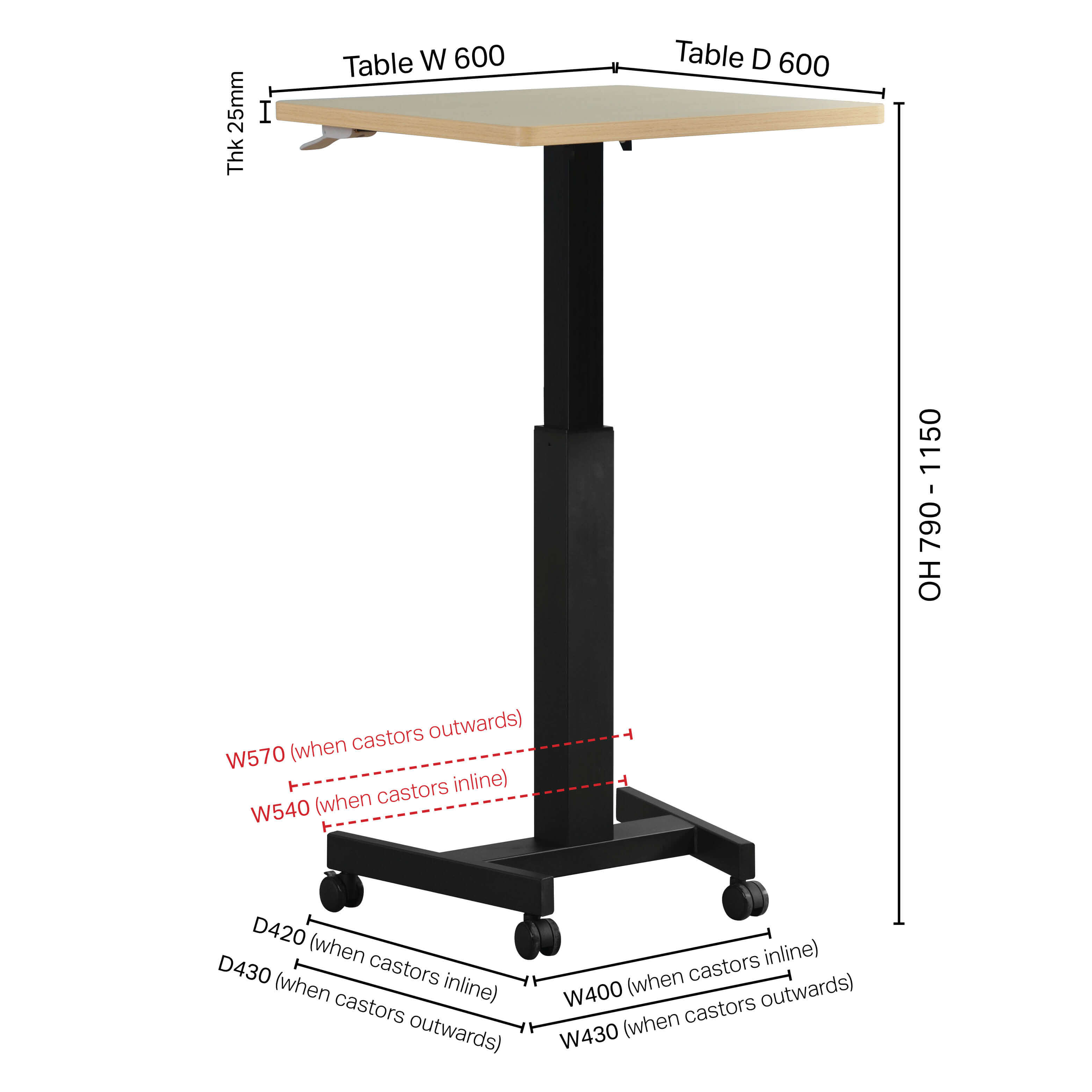 Jasmen Height Adjustable Table