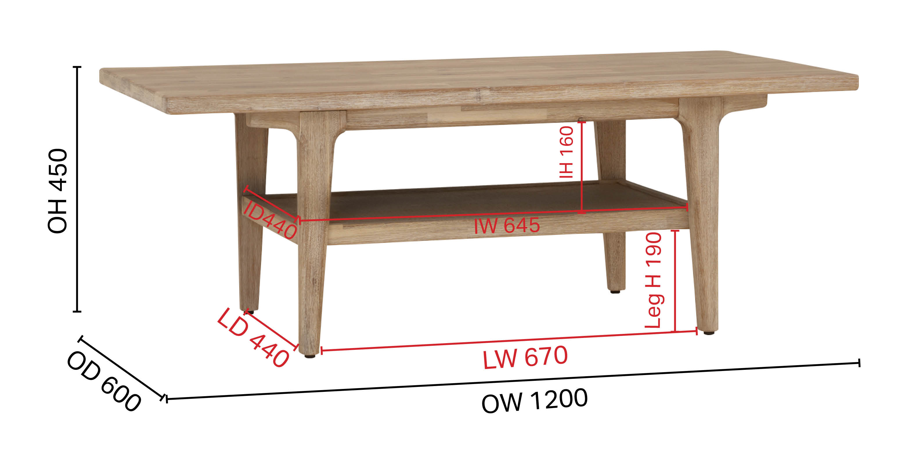 Jordan Coffee Table - W1200