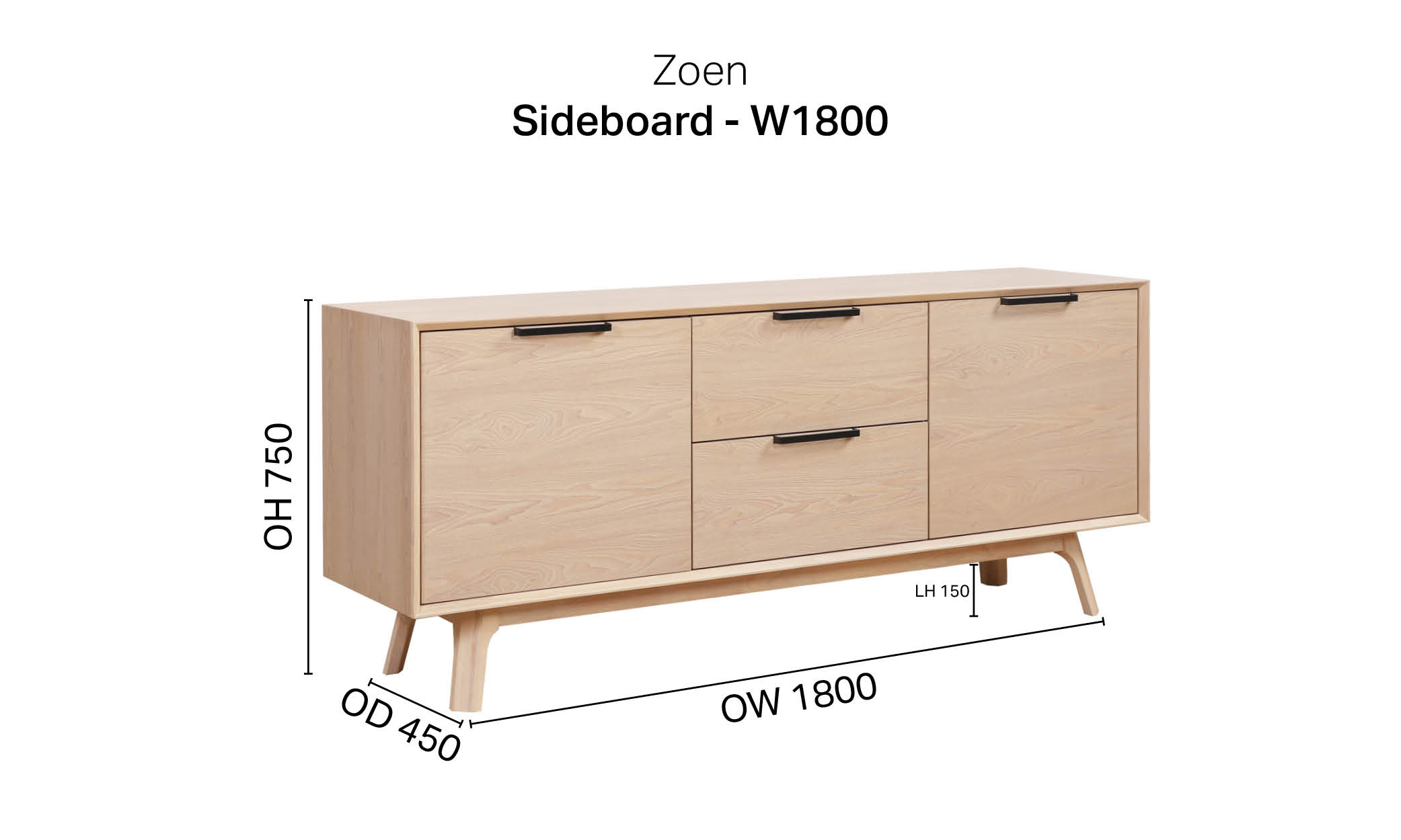 Zoen Sideboard - W1800 - Maple