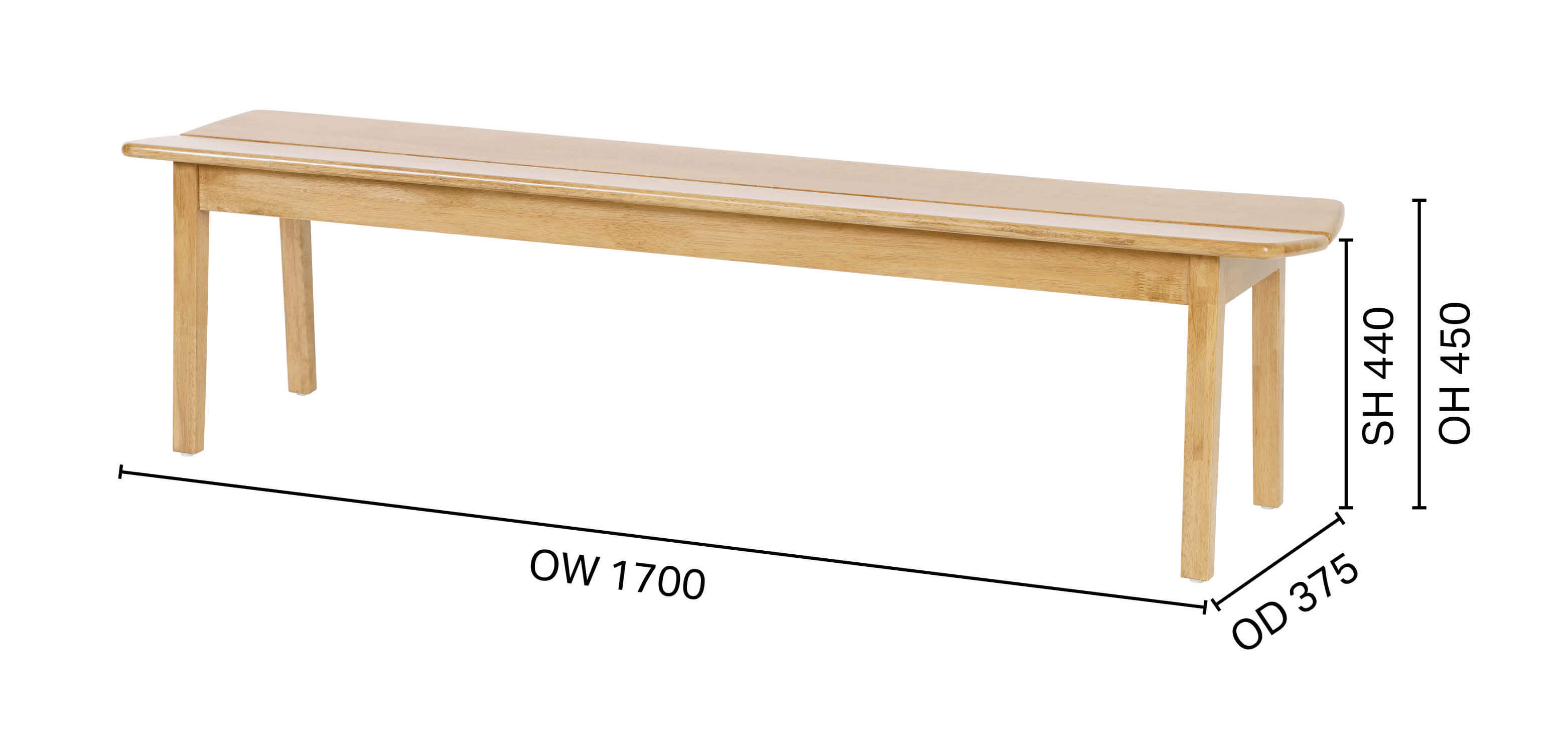 Haru Bench – Wood Seat - W1700