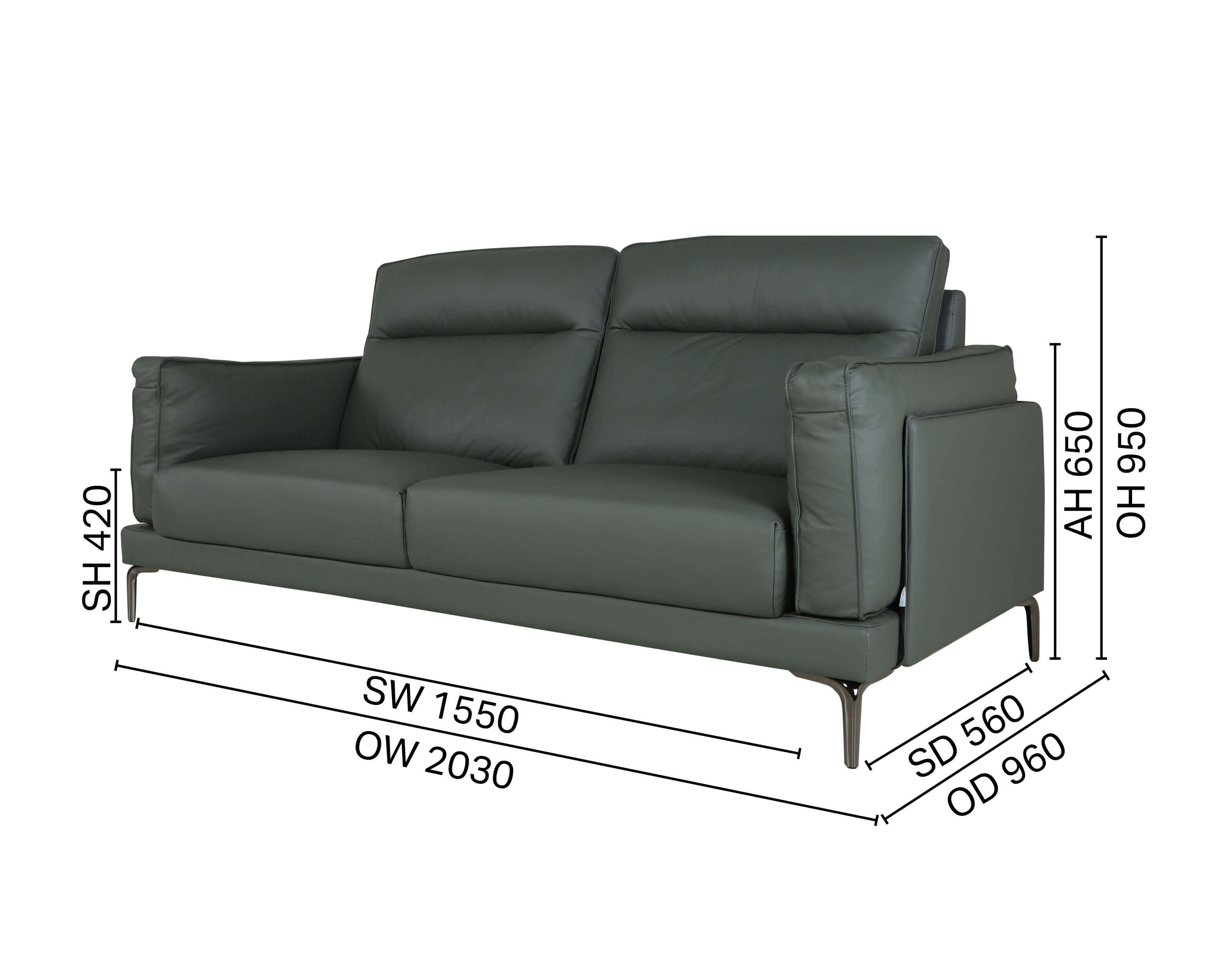 Evan 3-Seater Sofa - Half Leather